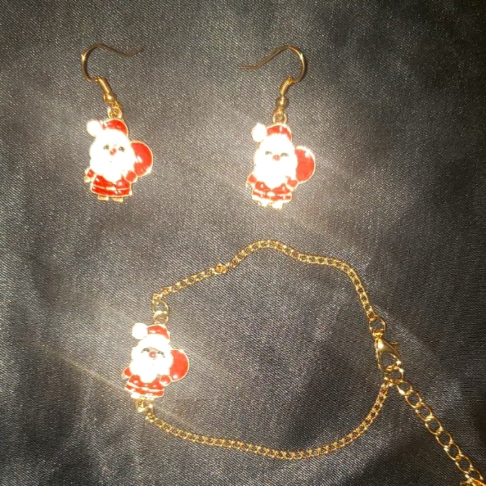 Christmas Santa bracelet and earrings